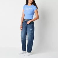 Arizona Juniors Barrel Womens Mid Rise Baggy Fit Jean