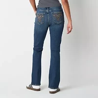 Arizona Womens Juniors Short Mid Rise Bootcut Jean