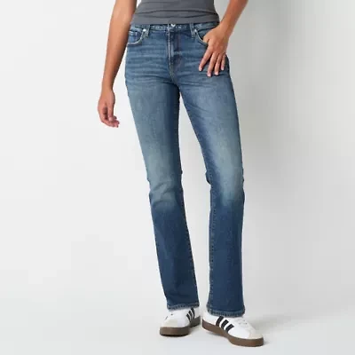 Arizona Womens Juniors Short Mid Rise Bootcut Jean