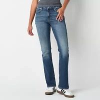 Arizona Womens Juniors Short Mid Rise Bootcut Jean