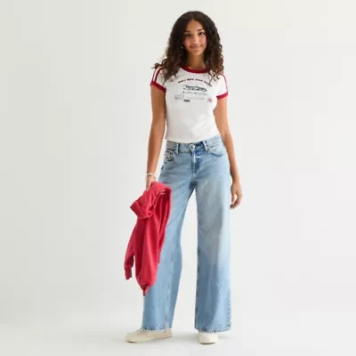 Arizona Womens Juniors Short Low Rise Baggy Fit Jean