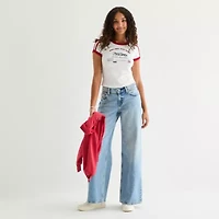 Arizona Womens Juniors Short Low Rise Baggy Fit Jean