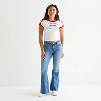 Arizona Womens Juniors Short Low Rise Flare Leg Jean