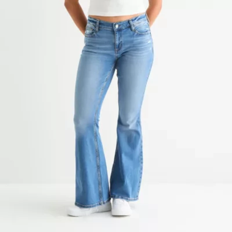 Arizona Womens Juniors Short Low Rise Flare Leg Jean
