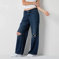 Arizona Juniors Short Airy Drape Womens Low Rise Baggy Fit Jean
