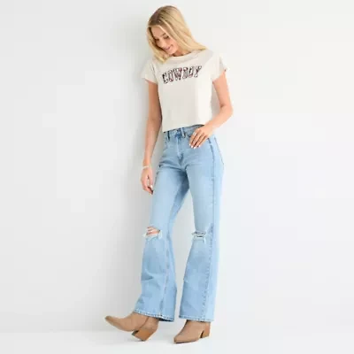Arizona-Juniors Short Womens High Rise Bootcut Jean