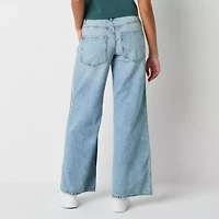 Arizona Airy Drape Womens Juniors Short Mid Rise Baggy Fit Jean