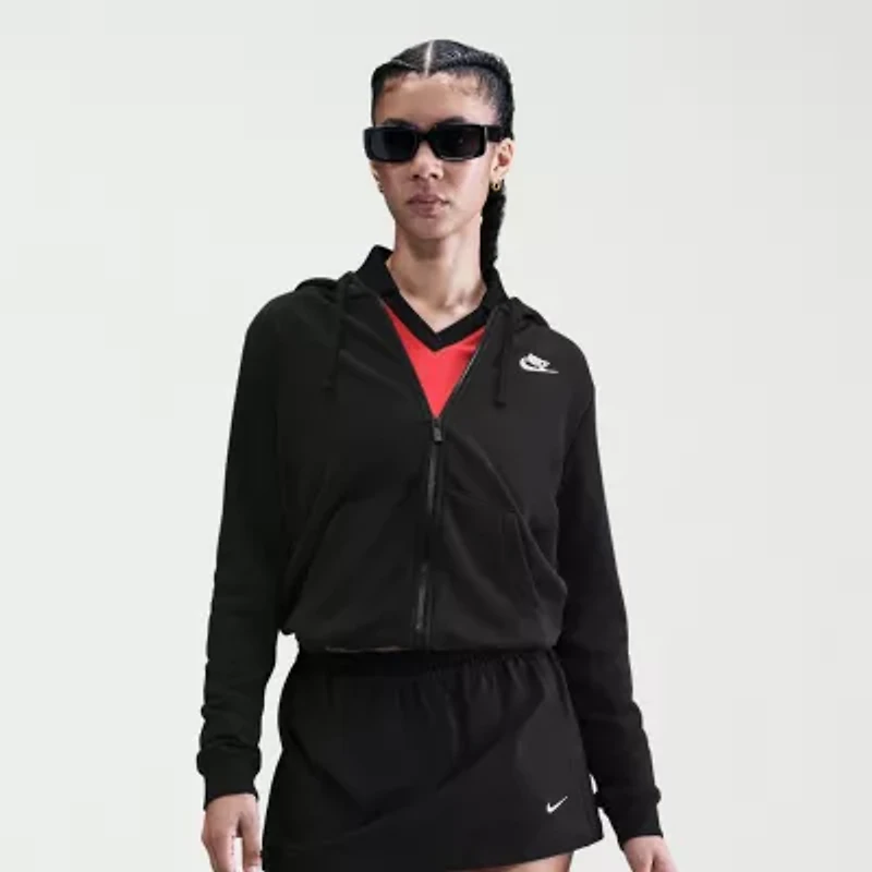 Nike Club Womens Long Sleeve Fleece Zipper Active Hoodie