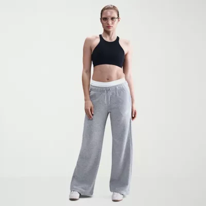 Nike Club Womens Wide Leg Mid Rise Fleece Sweatpant