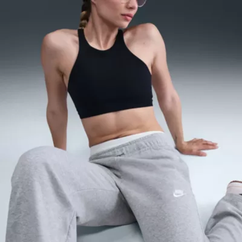 Nike Club Womens Wide Leg Mid Rise Fleece Sweatpant
