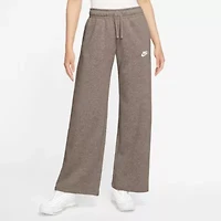 Nike Club Womens Comfort Waistband Drawstring Waist Wide Leg Mid Rise Fleece Sweatpant