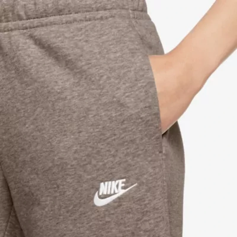 Nike Club Womens Comfort Waistband Drawstring Waist Wide Leg Mid Rise Fleece Sweatpant