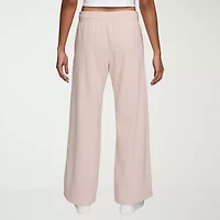 Nike Club Womens Comfort Waistband Drawstring Waist Lightweight Wide Leg Mid Rise Fleece Sweatpant
