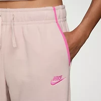 Nike Club Womens Comfort Waistband Drawstring Waist Lightweight Wide Leg Mid Rise Fleece Sweatpant