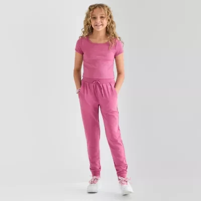 Xersion Super Soft Little & Big Kid Girls Cuffed Mid Rise Regular Fit Fleece Jogger Pant