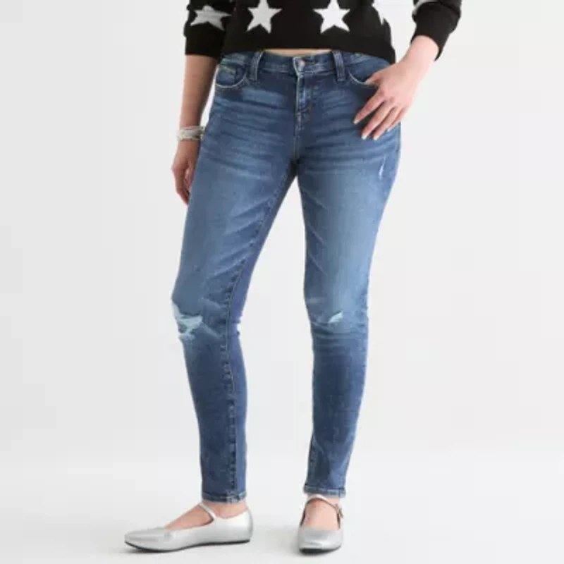 Arizona Womens Stretch Fabric Skinny Fit Juniors Short Jean