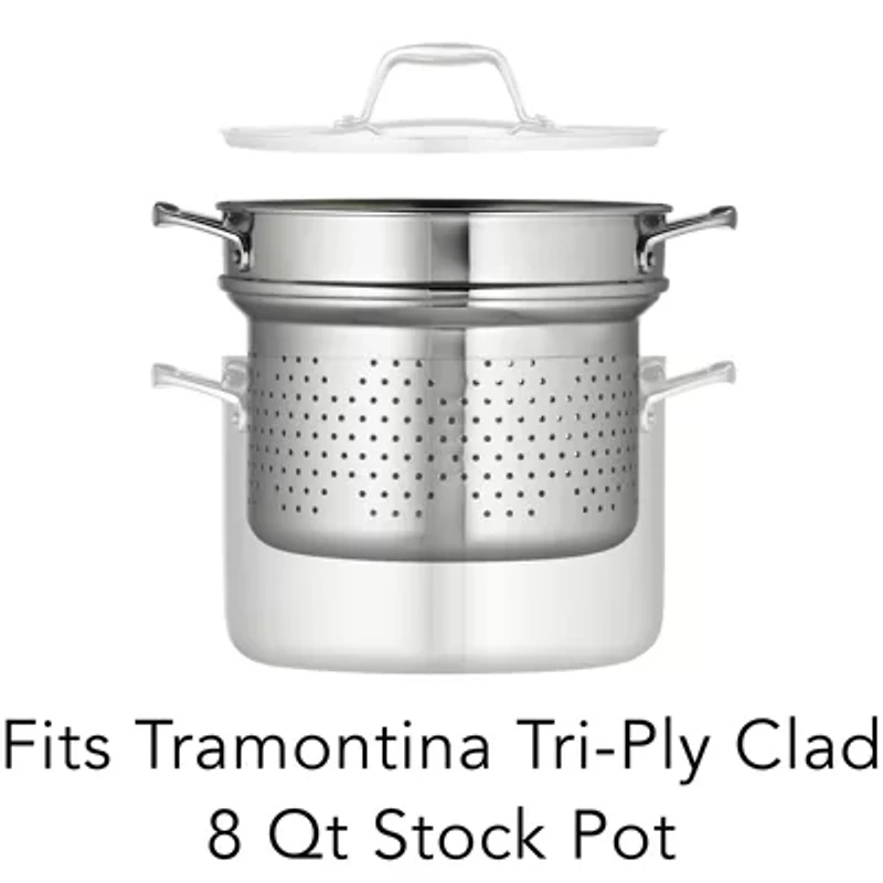 18/10 Stainless Steel 9½" Pasta Insert for Tramontina Gourmet 8-qt. Tri-Ply Clad Stock Pot