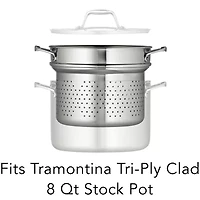 18/10 Stainless Steel 9½" Pasta Insert for Tramontina Gourmet 8-qt. Tri-Ply Clad Stock Pot