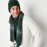 St. John's Bay Solid Beanie W/ Plaid Scarf 2-pc. Cold Weather Set