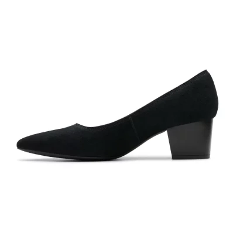 Clarks Ellanie Hope Womens Closed Toe Block Heel Pumps Wide Width