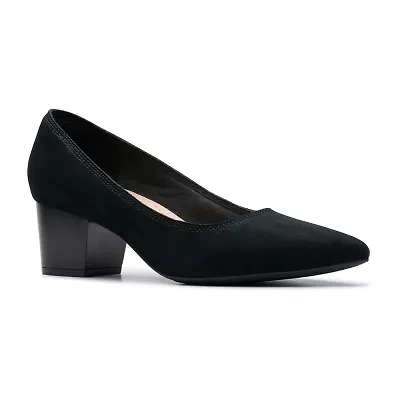Clarks Ellanie Hope Womens Closed Toe Block Heel Pumps Wide Width