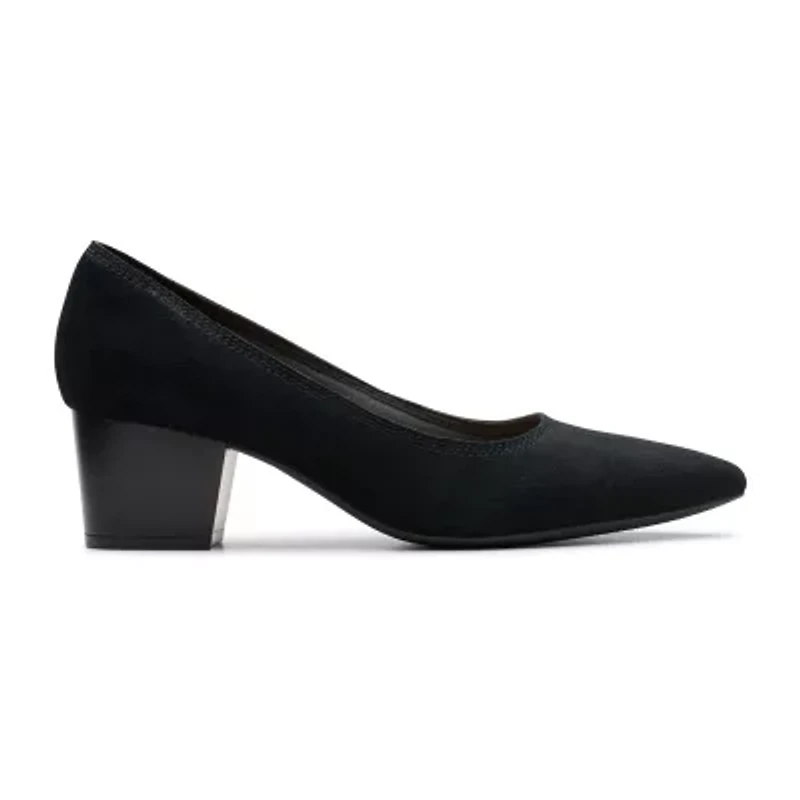 Clarks Ellanie Hope Womens Closed Toe Block Heel Pumps Wide Width