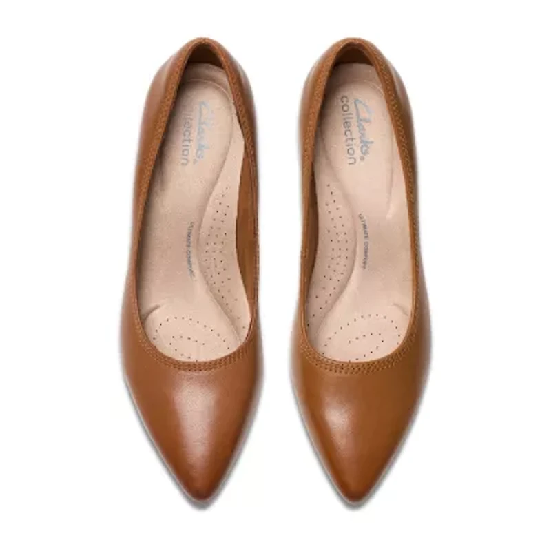 Clarks Elanie Hope Womens Closed Toe Stacked Heel Pumps