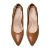Clarks Elanie Hope Womens Closed Toe Stacked Heel Pumps