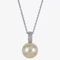 Golden South Sea Pearl & Diamond-Accent Pendant Necklace