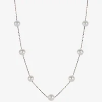10K Gold Cultured Freshwater Pearl Station Necklace