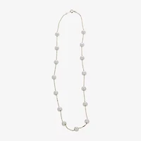 10K Gold Cultured Freshwater Pearl Station Necklace
