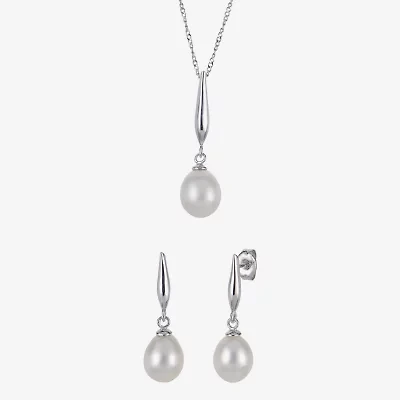 Womens White Cultured Freshwater Pearl Sterling Silver 2-pc. Jewelry Set