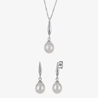 Womens White Cultured Freshwater Pearl Sterling Silver 2-pc. Jewelry Set