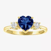 Gemstone 10K Gold Heart Cocktail Ring