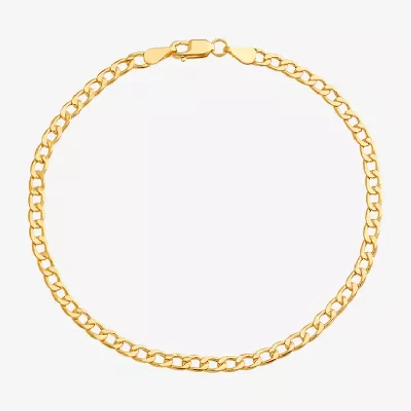 Made in Italy Unisex Adult 10K Gold 7.5 Inch Hollow Curb Chain Bracelet