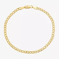 Made in Italy Unisex Adult 10K Gold 7.5 Inch Hollow Curb Chain Bracelet