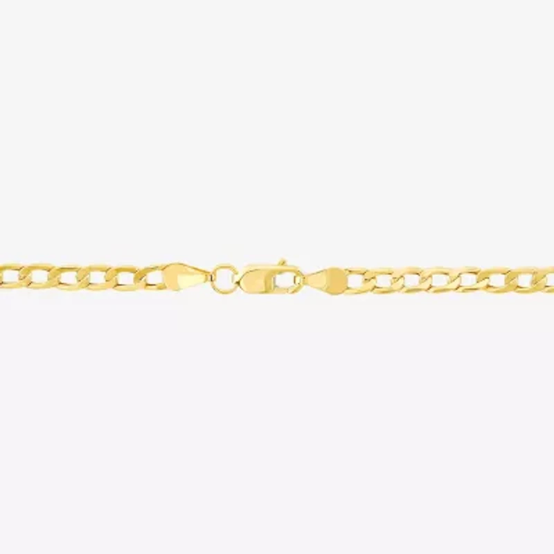 Made in Italy Unisex Adult 10K Gold 7.5 Inch Hollow Curb Chain Bracelet