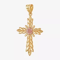 Rose Womens 14K Gold Cross Pendant