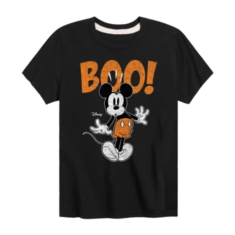Disney Collection Little & Big Kid Unisex Crew Neck Short Sleeve Mickey Mouse Graphic T-Shirt