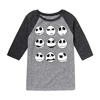 Disney Collection Little & Big Kid Girls Crew Neck 3/4 Sleeve Nightmare Before Christmas Graphic T-Shirt