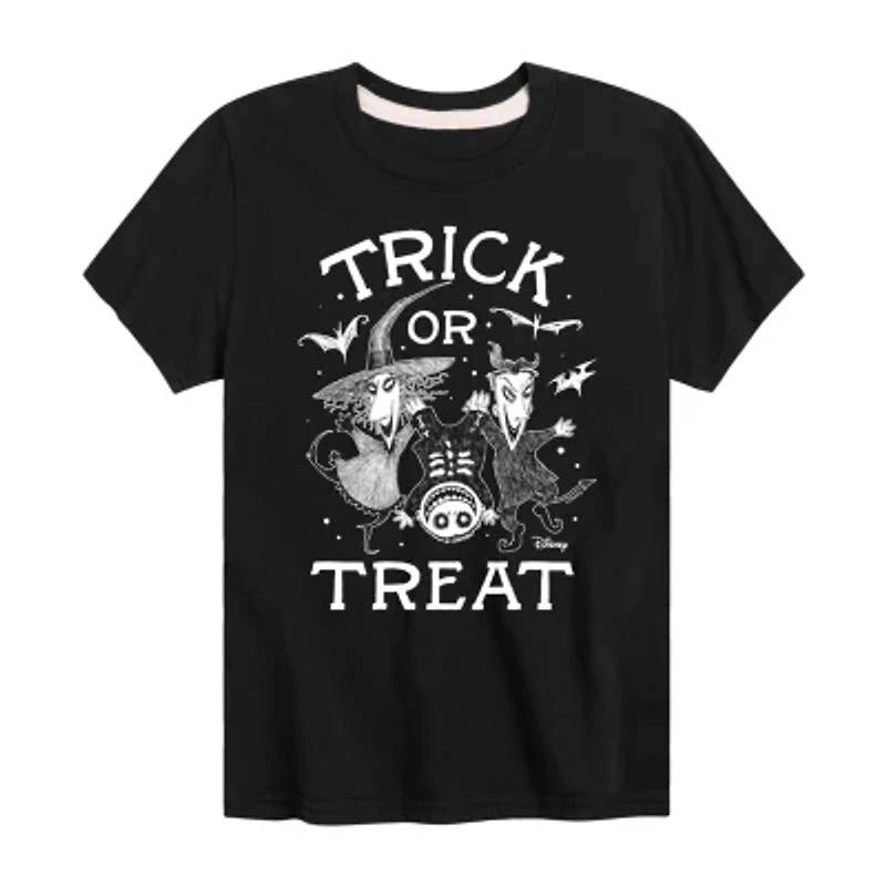 Disney Collection Little & Big Kid Unisex Crew Neck Short Sleeve Nightmare Before Christmas Graphic T-Shirt