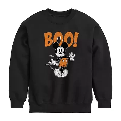 Disney Collection Little & Big Kid Unisex Crew Neck Fleece Long Sleeve Mickey Mouse Sweatshirt