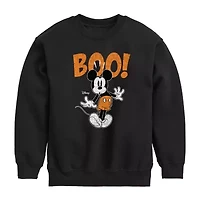 Disney Collection Little & Big Kid Unisex Crew Neck Fleece Long Sleeve Mickey Mouse Sweatshirt