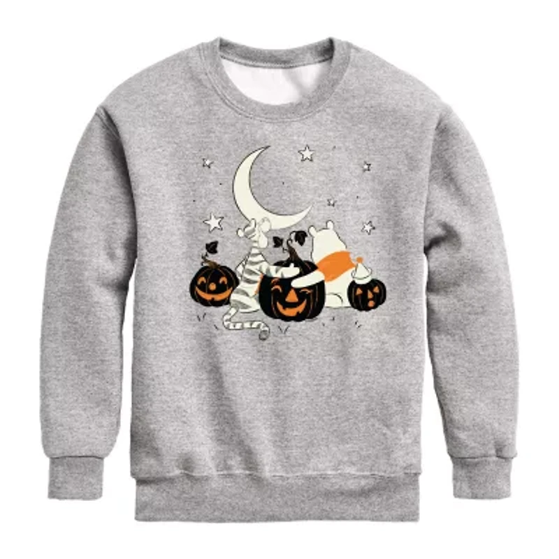 Disney Collection Little & Big Kid Unisex Crew Neck Fleece Long Sleeve Winnie The Pooh Sweatshirt