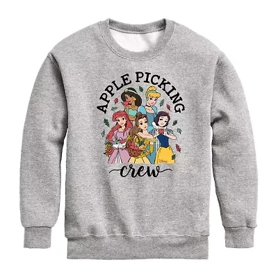 Disney Collection Little & Big Kid Girls Crew Neck Fleece Long Sleeve Princess Sweatshirt