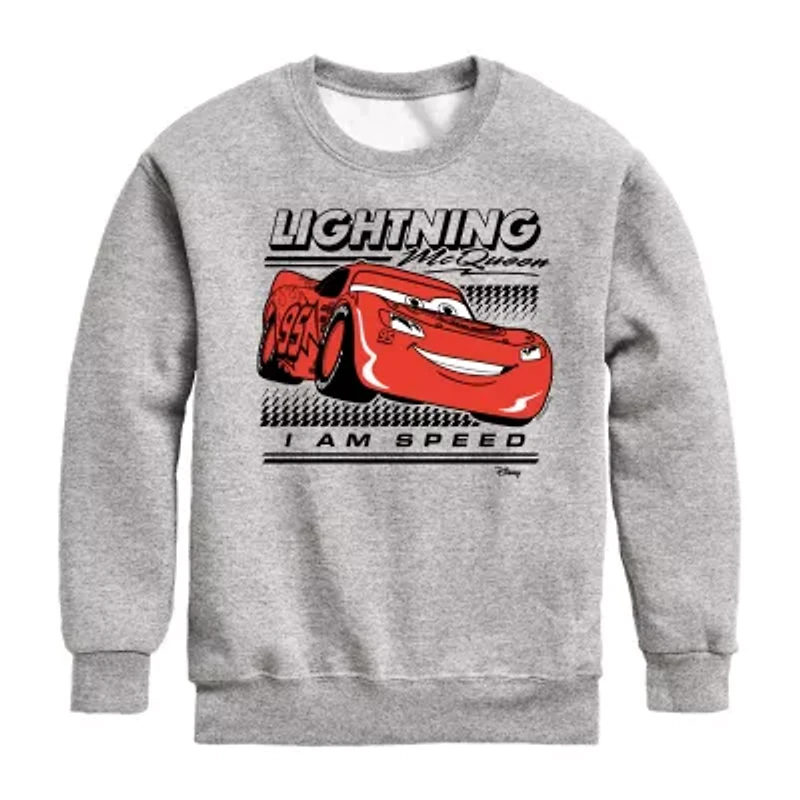 Disney Collection Little & Big Kid Boys Crew Neck Fleece Long Sleeve Cars Sweatshirt