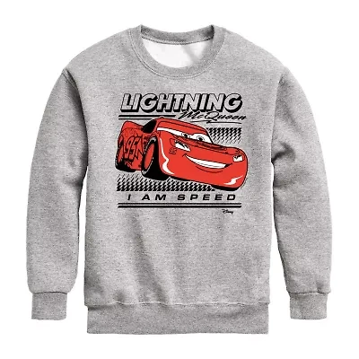 Disney Collection Little & Big Kid Boys Crew Neck Fleece Long Sleeve Cars Sweatshirt