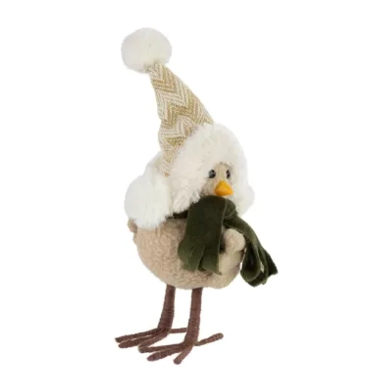 9'' Left Facing Standing Bird in Winter Apparel Christmas Figure