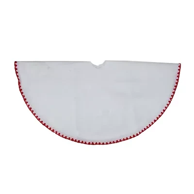 26'' White and Red Shell Stitching Mini Christmas Tree Skirt