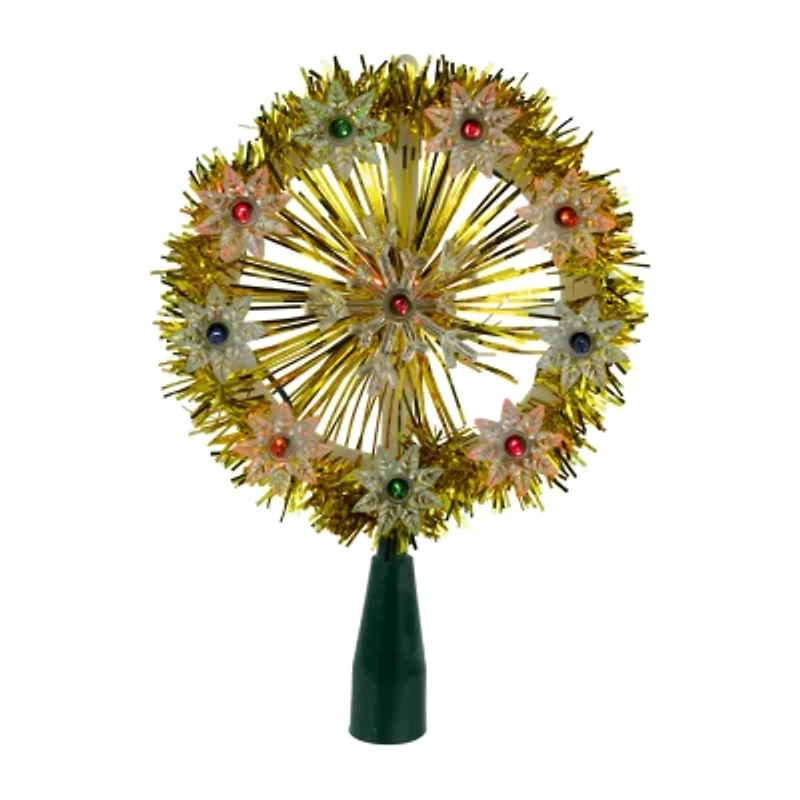 7'' Pre-Lit Silver Snowflake Starburst Christmas Tree Topper - Clear Lights